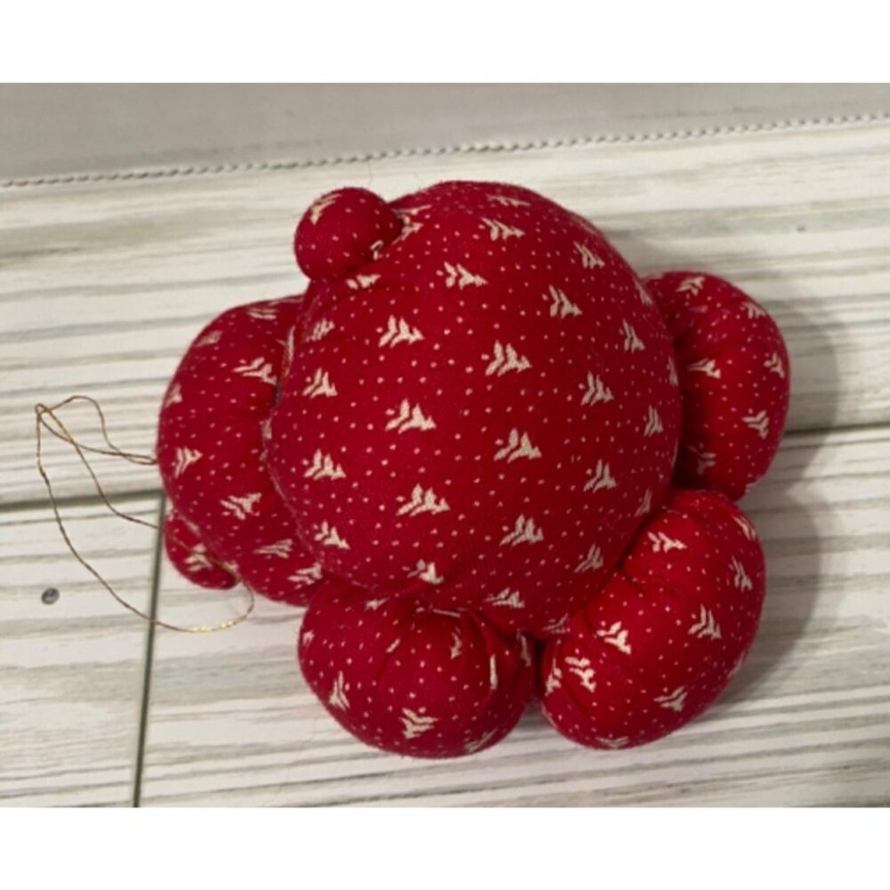 Vintage Chunky Fabric Quilted Bears Ornaments Red Christmas Decor 2.25" - Picture 6 of 8